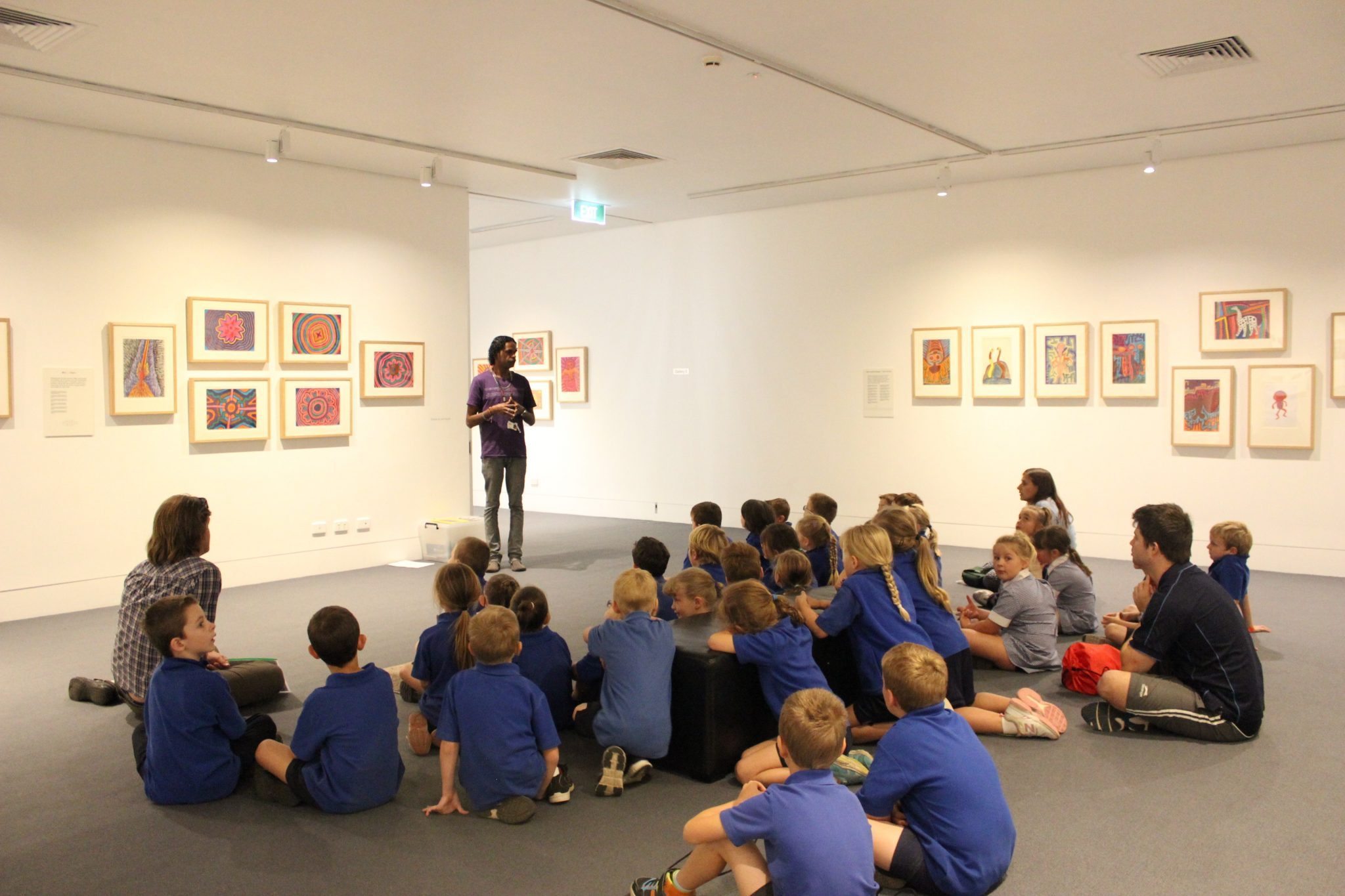 School children in the Jimmy Pike exhibition 2015