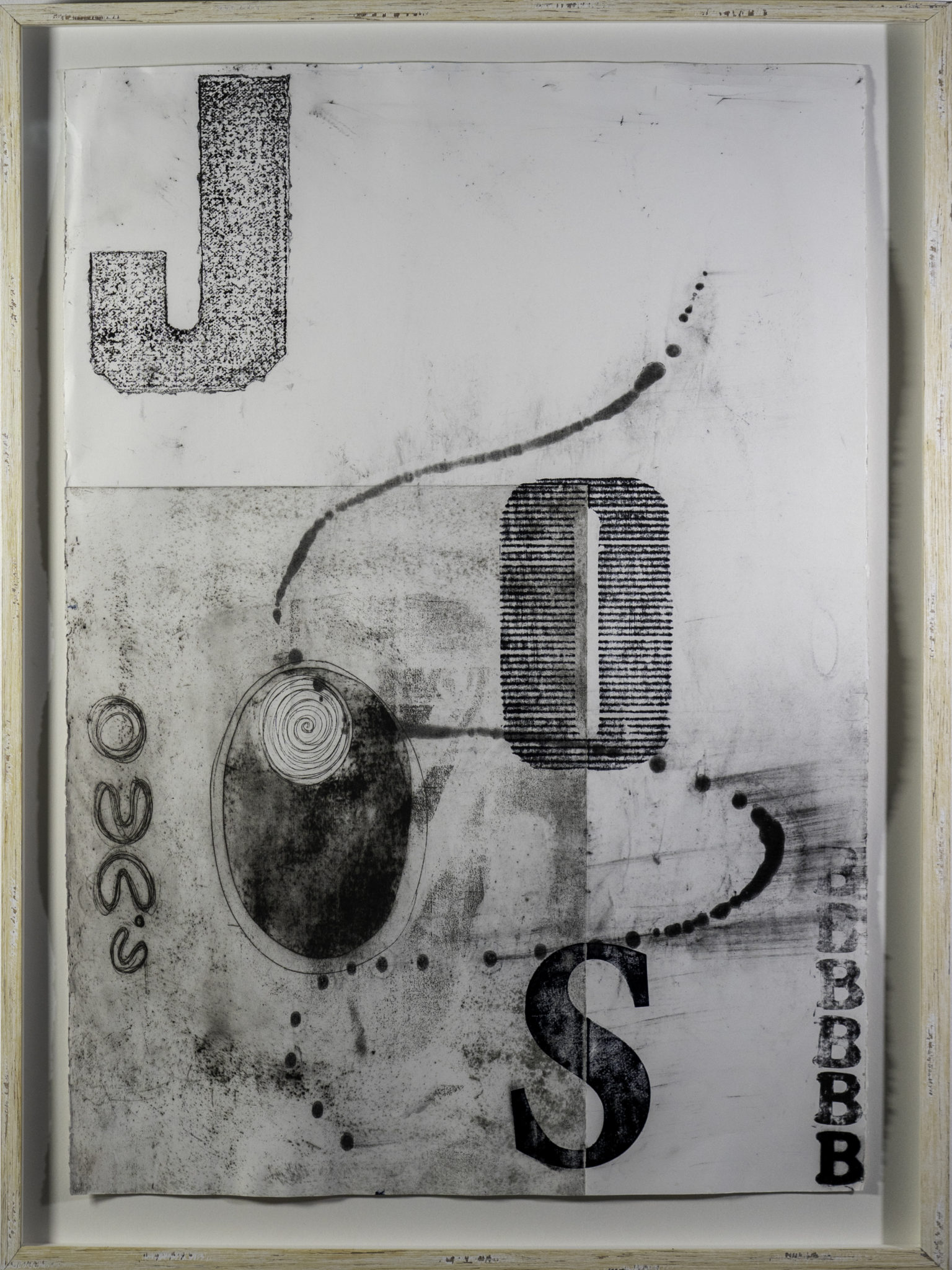 Patrice Muthaymiles Mahoney, Jobs, Policy and LOST, 2014, Etching and ink on paper, Triptych, 70 x 99 cm each, Collection of Federation University.