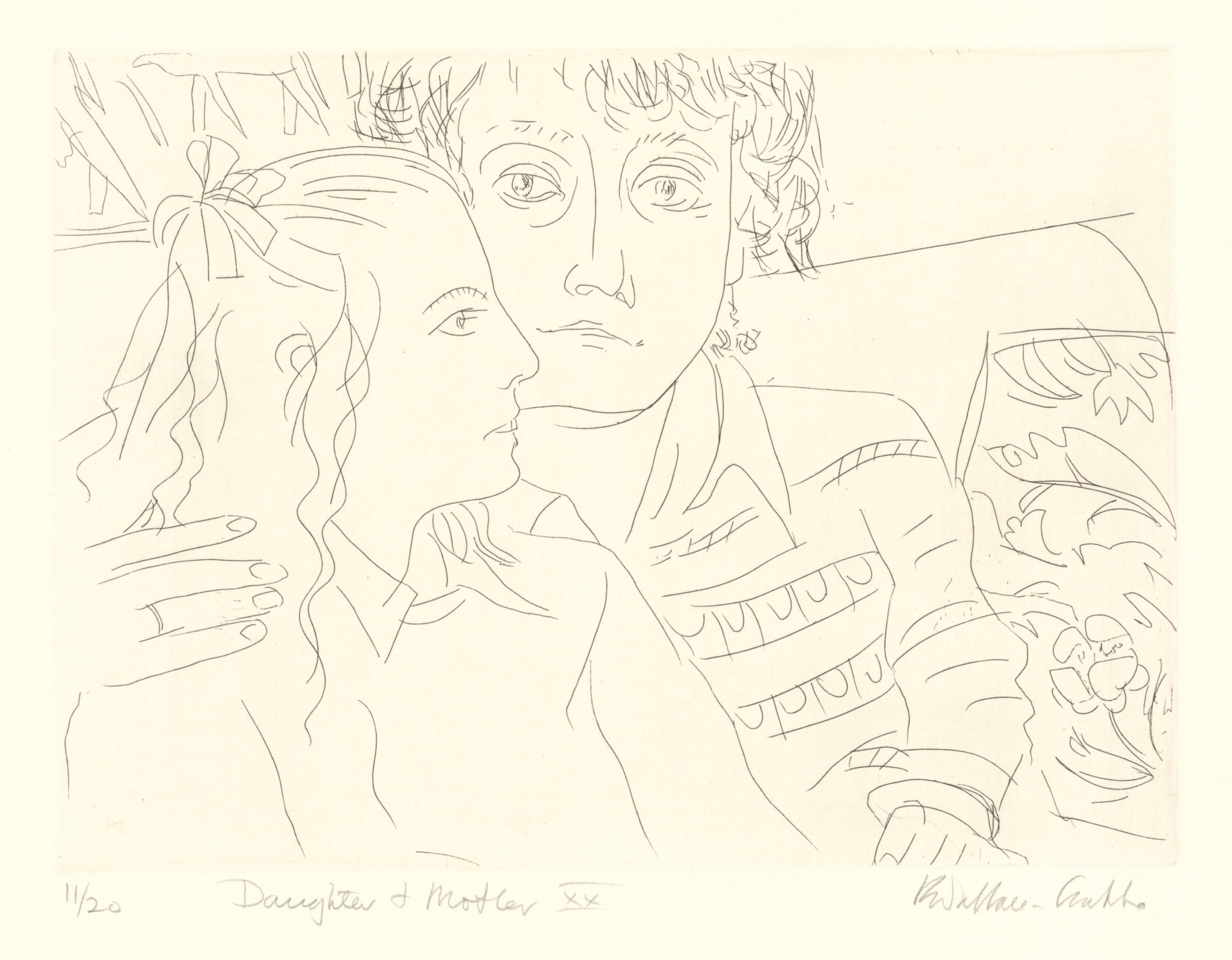 Robin Wallace-Crabbe, Daughter and Mother XX, 1989, Etching, Ed 11/20, 27 x 36 cm image, 40 x 54 cm sheet, Latrobe Regional Gallery Collection, gift of the Latrobe Regional Gallery Society, 1992.