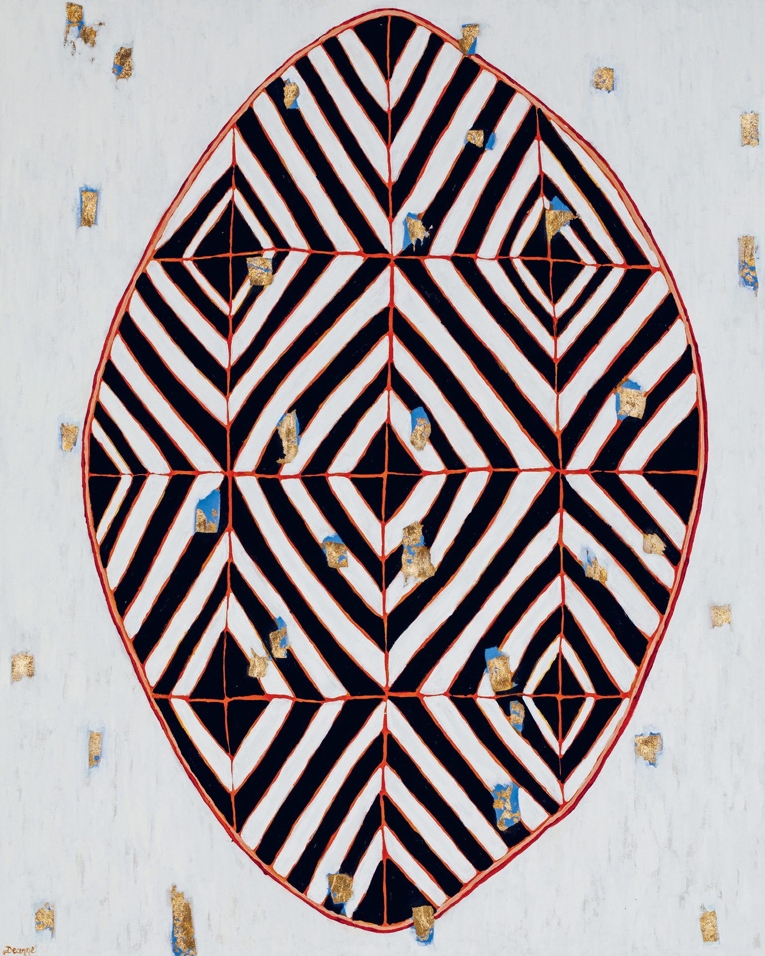 Deanne Gilson. ‘Wurring Wurring, Malka Shield (Inspired by Traditional Marks of a Male Elder Shield Design)’ 2019
